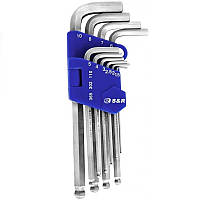 Набір ключів шестигранних S&R Cr-V подовжених із шарніром 1.5-10 мм 10 шт (365302110)