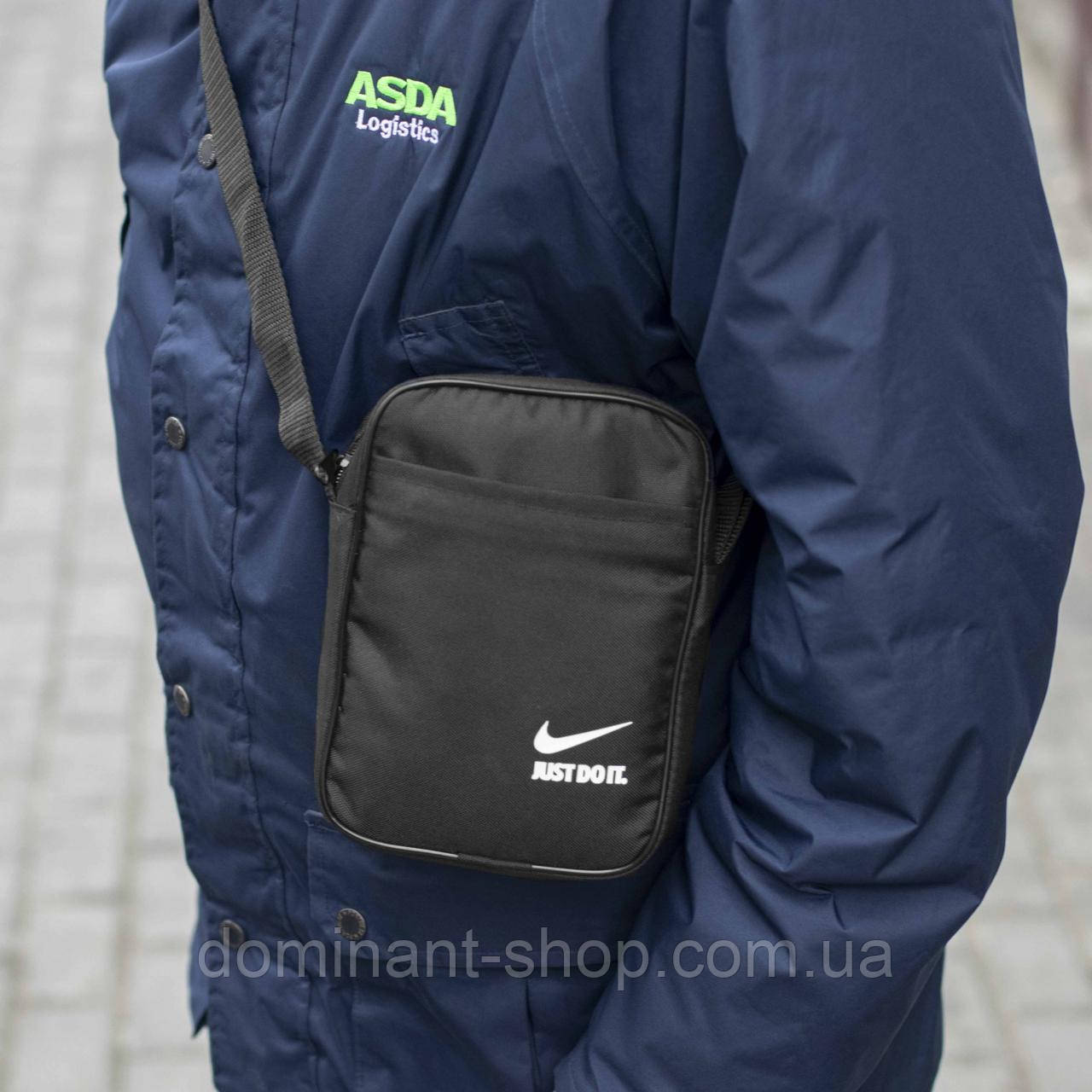 Спортивна сумка барсетка через плече Nike temp чорна тканинна месенджер, фото 1