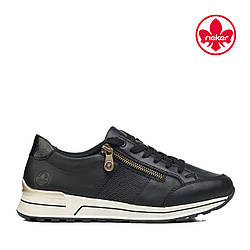 Кросівки жіночі чорні на шнурках Rieker