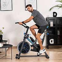 Спінбайк Hop-Sport HS-045IC Bravo синій для фітнесу та схуднення з механічним гальмом і ланцюговим приводом, фото 8