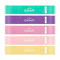 Набір гумок для фітнесу Queenfit 5 штук для жінок із різним опором для тренувань і реабілітації, фото 2