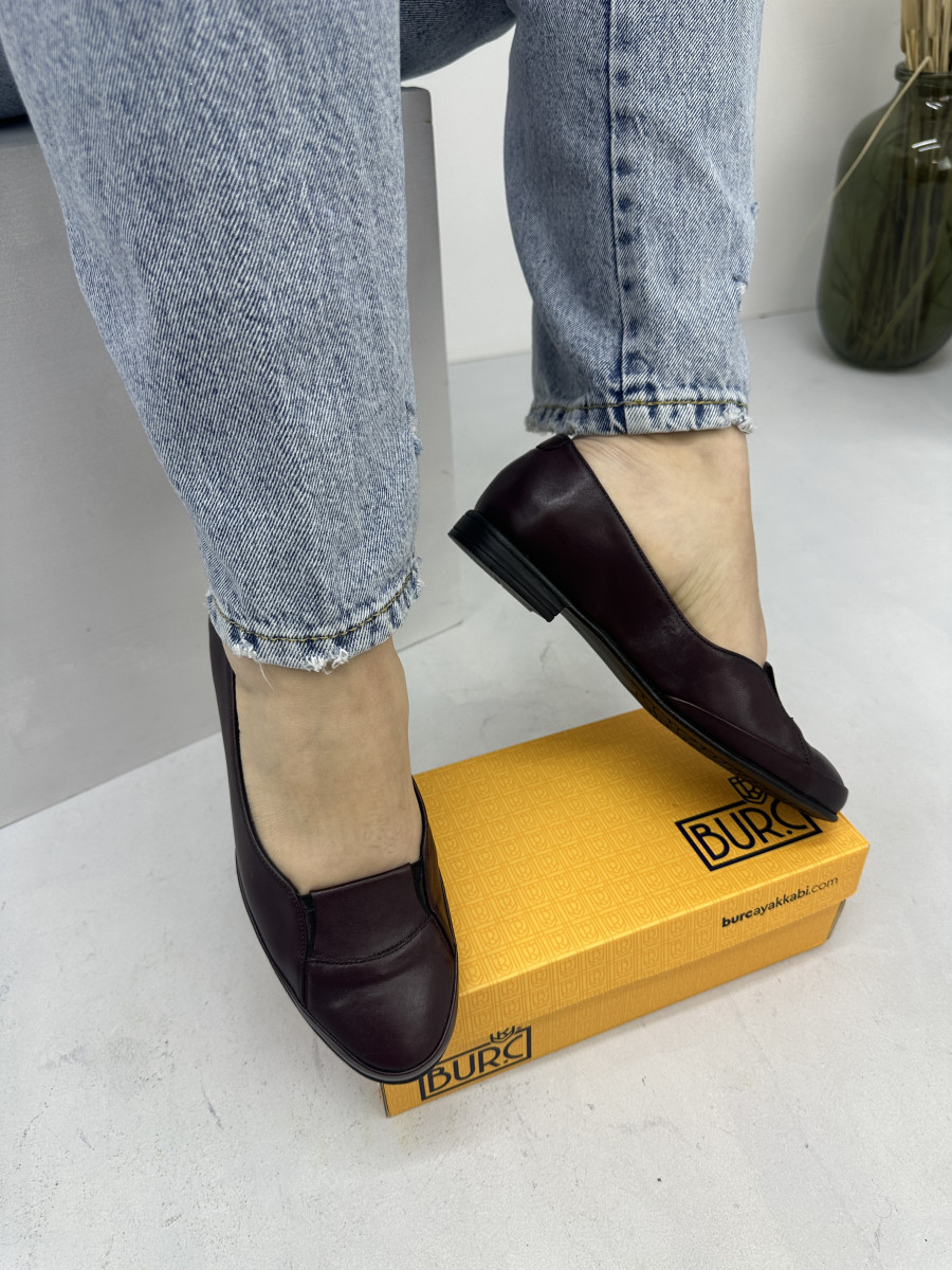 Туфлі жіночі BURC 4061-bordo шкіряні на низькому ходу 37, фото 1