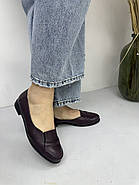 Туфлі жіночі BURC 4061-bordo шкіряні на низькому ходу 37, фото 2