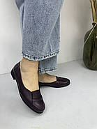 Туфлі жіночі BURC 4061-bordo шкіряні на низькому ходу 37, фото 3