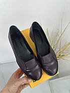 Туфлі жіночі BURC 4061-bordo шкіряні на низькому ходу 37, фото 5