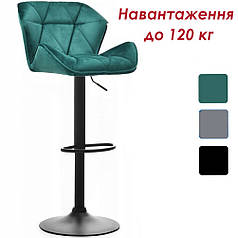 БАРНЕ КРІСЛО СТІЛЕЦЬ ЗІ СПИНКОЮ Bonro B-087 велюр зелене з чорною основою для кухні бару бару салону