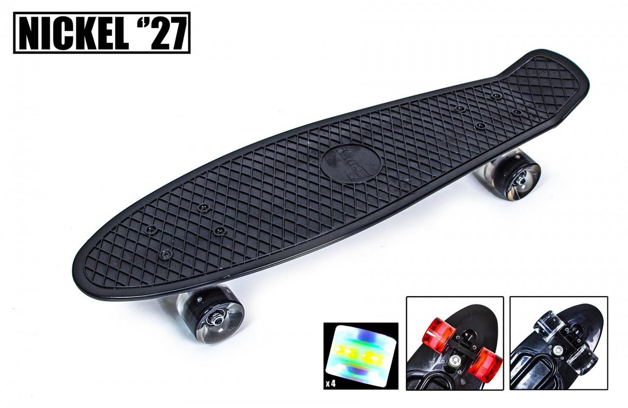 Пенніборд Nickel 27 в чорному кольорі зі світними колесами 196458, фото 1