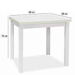 Стіл для маленької кухні Adam 80 см білий матовий квадратний у скандинавському стилі