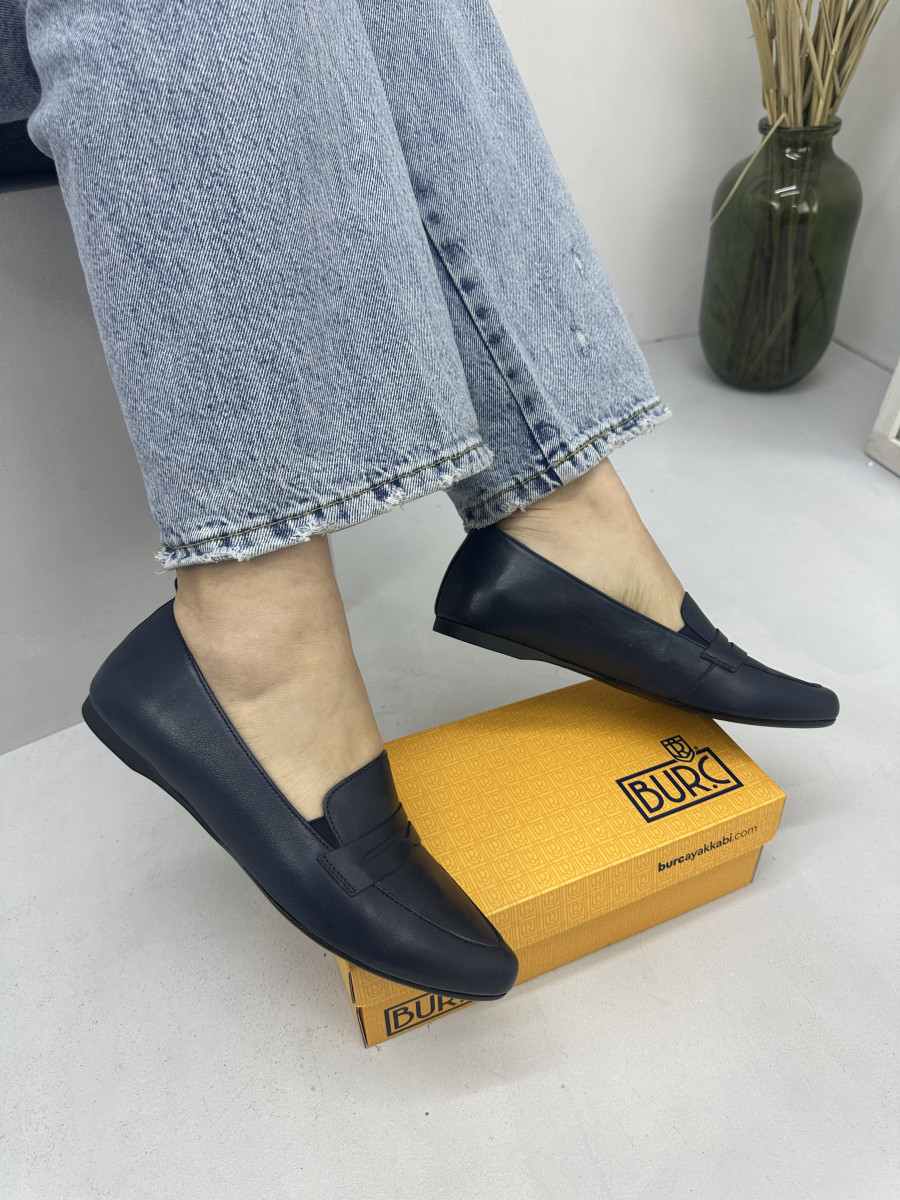 Туфлі лофери жіночі BURC 4039-lacivert синя шкіра 37, фото 1