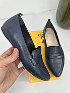 Туфлі лофери жіночі BURC 4039-lacivert синя шкіра 37, фото 4