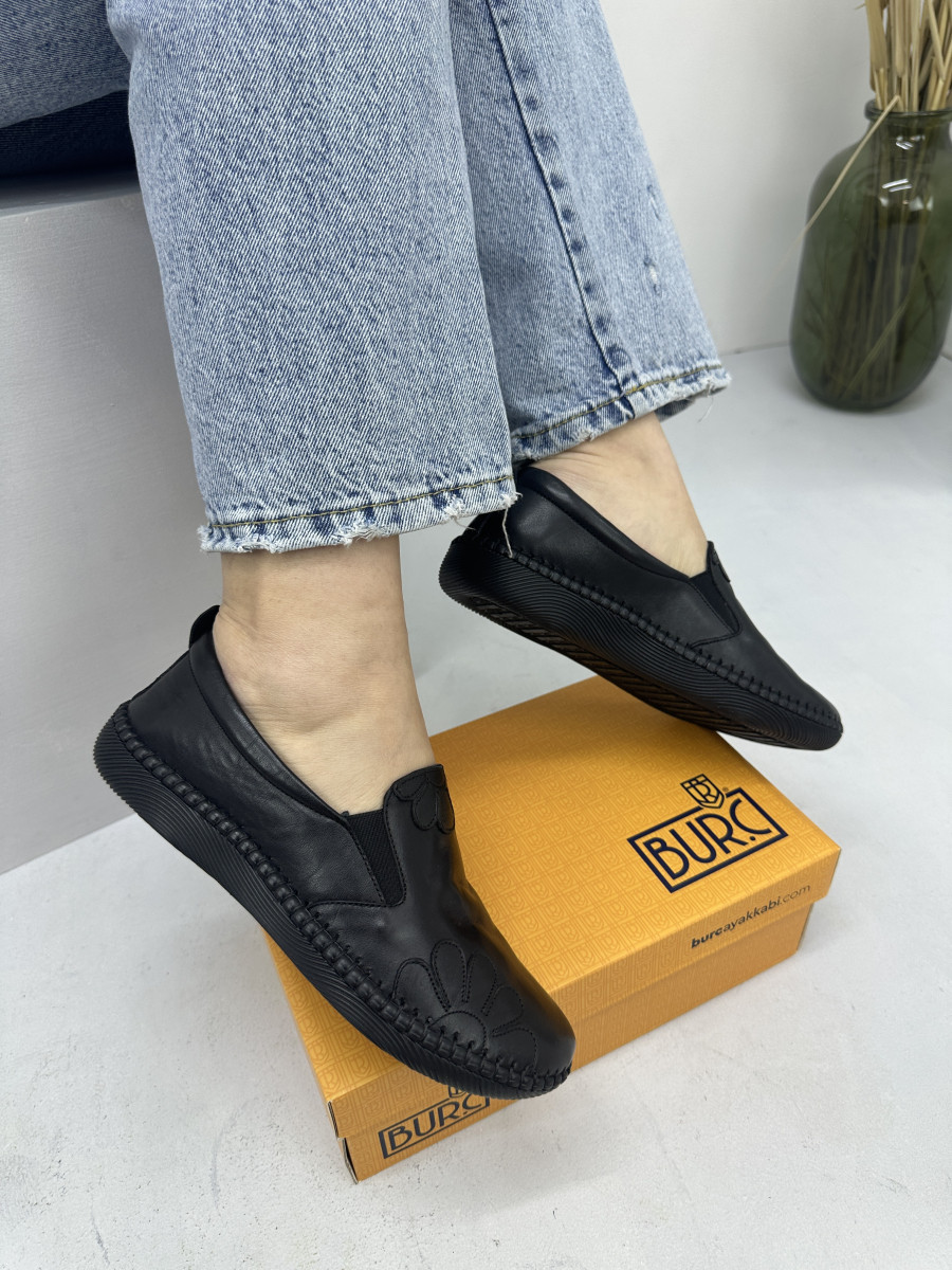 Мокасини жіночі Burc 4035-black шкіряні чорні на низькому ходу 37, фото 1