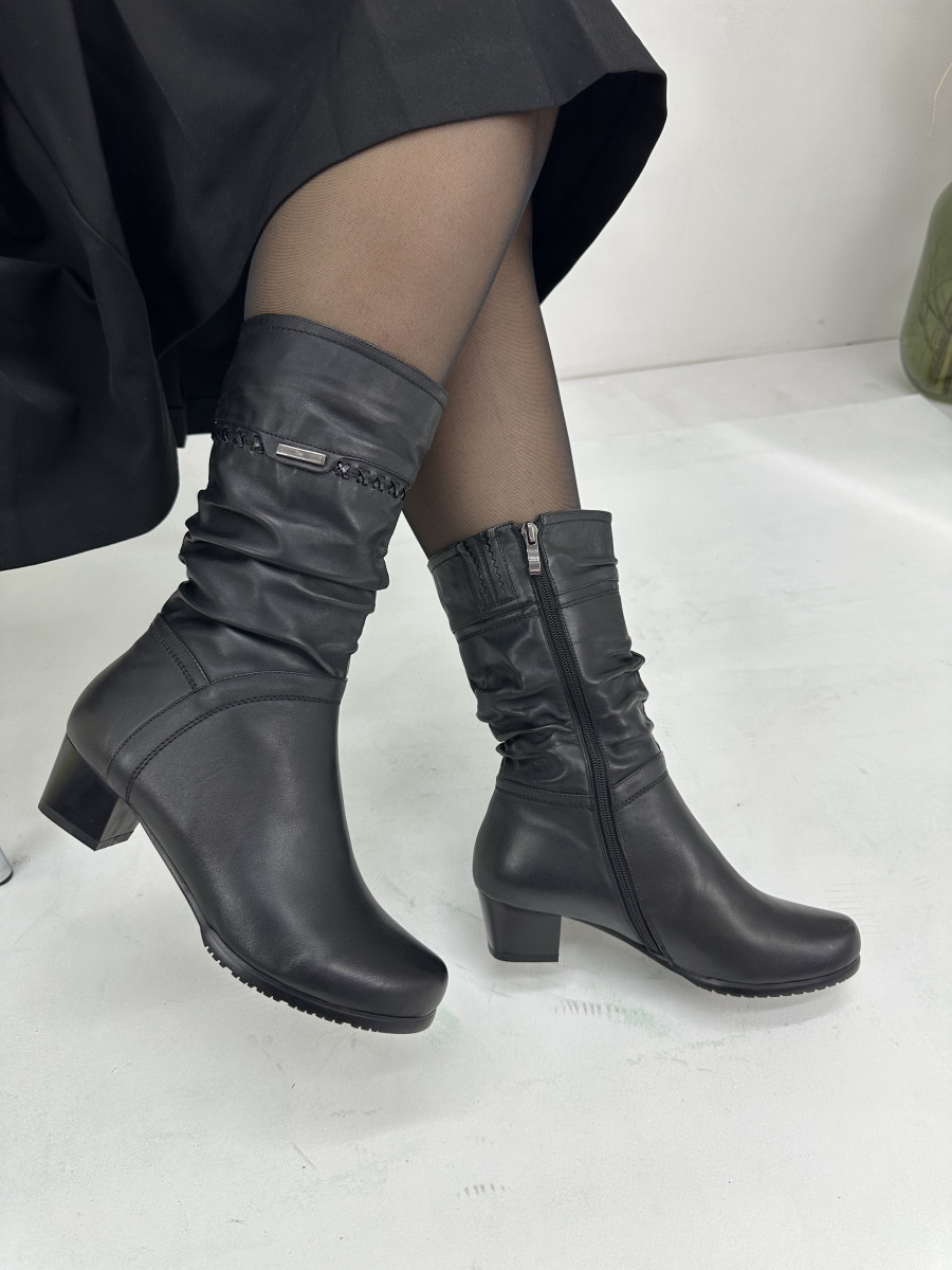 Чоботи жіночі 3/4 Sanborina 106 чорні на підборах 36, фото 1