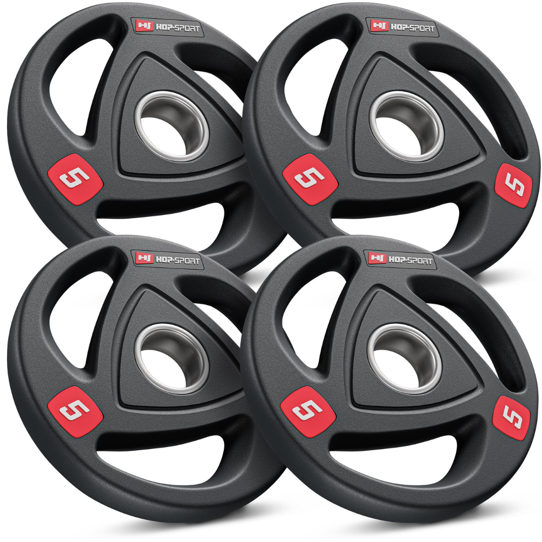 Набір дисків Hop-Sport 4 х 5 кг для фітнесу та тренувань міцні гумові диски для силових вправ, фото 1