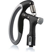 Еспандер Gymtek регульований з лічильником для тренування м'язів рук 10-100 кг сіро-чорний, фото 2