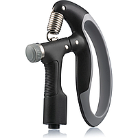 Еспандер Gymtek регульований з лічильником для тренування м'язів рук 10-100 кг сіро-чорний, фото 3