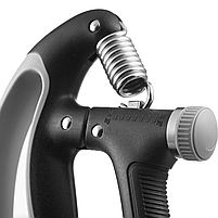 Еспандер Gymtek регульований з лічильником для тренування м'язів рук 10-100 кг сіро-чорний, фото 4