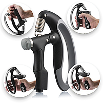 Еспандер Gymtek регульований з лічильником для тренування м'язів рук 10-100 кг сіро-чорний, фото 6