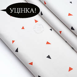 Уцінка! Сатин "Різносторонні трикутники: терракотові та чорні", №2158с