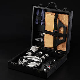 Набір для пікніка для відпочинку на природі на 6 персон у чорному кейсі