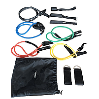 Набір трубчастих еспандерів York Fitness для фітнесу та тренувань із ручками 5 кольорів для дому та поїздок, фото 4