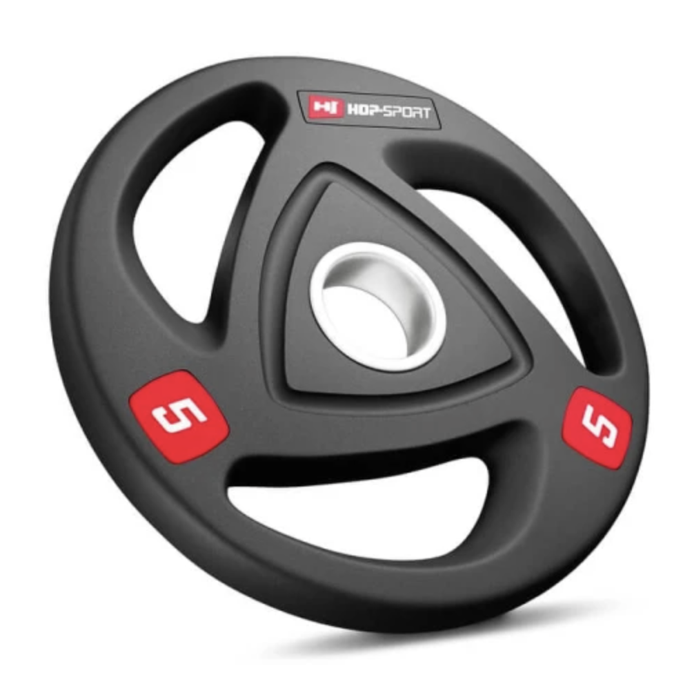 Диск олімпійський Hop-Sport 5 кг для силових тренувань з антиковзним покриттям і міцною конструкцією, фото 1