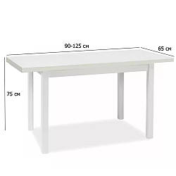 Кухонний стіл розсувний Adam 90-125х65 см білий матовий в стилі мінімалізм