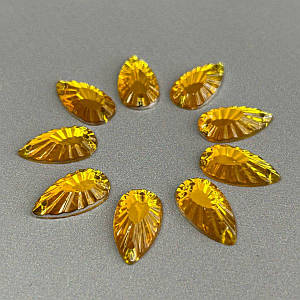 20 шт - Стрази акрилові пришивні 11х20 мм крапля, жовтий