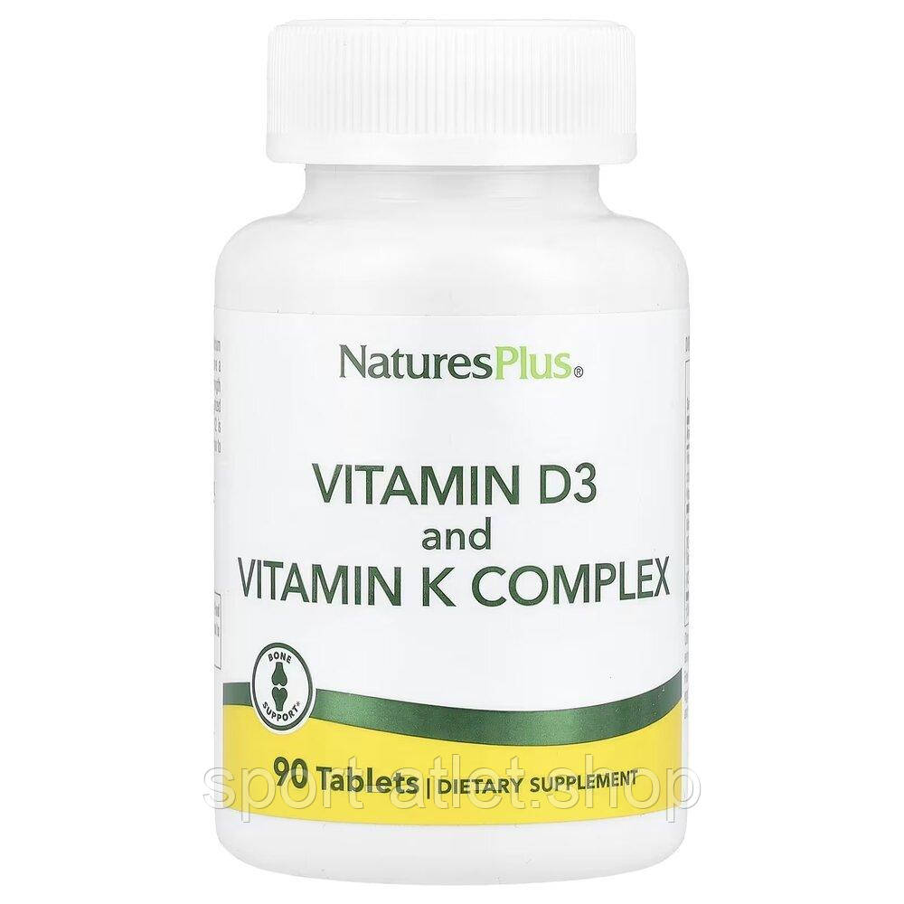 Вітамін D3 і K2 Natures Plus Vit D3 + Vitamin K Complex, 90 таблеток для підтримки кісток, фото 1