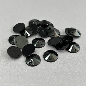 20 шт - Стрази акрилові пришивні 12 мм конус, чорний