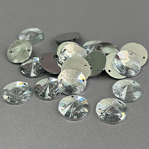 20 шт - Стрази акрилові пришивні 14 мм конус, срібло