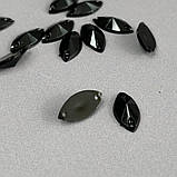 20 шт - Стрази акрилові пришивні 7х15 мм човник, чорний, фото 3