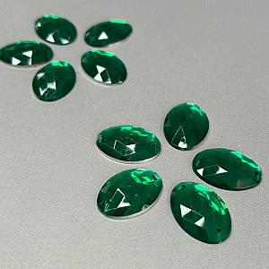 20 шт - Стрази акрилові пришивні 18х25 мм, зелений