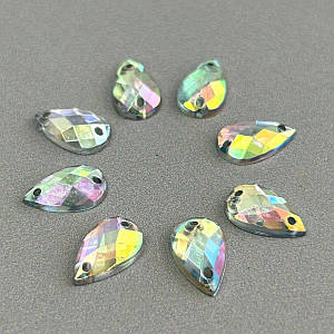 20 шт - Стрази акрилові пришивні 7х12 мм крапля, хамелеон