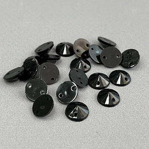 20 шт - Стрази акрилові пришивні 8 мм конус, чорний