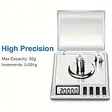 Високоточні цифрові ваги KD-50 50g/0.001g гирька, пінцет, ложка, тара Китай, фото 2