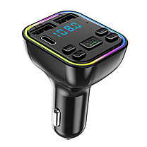 Автомобільний FM Bluetooth модулятор G38 з гучним зв'язком 2 USB + Type-C, microSD та шумозаглушенням CVС, фото 3