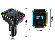 Автомобільний FM Bluetooth модулятор G38 з гучним зв'язком 2 USB + Type-C, microSD та шумозаглушенням CVС, фото 5