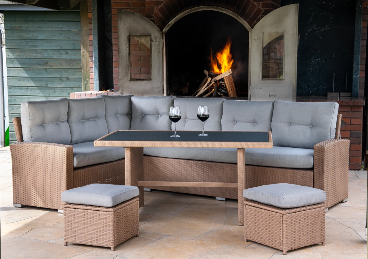 Садовий комплект KARA MAXI CORNER Premium: з техноротангу, колір капучіно