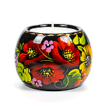 Свічник для чайної свічки ручної роботи в техніці Петриківський розпис Сапфір СК-08 мал. 162