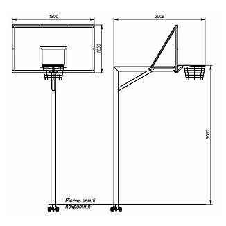 Баскетбольна сітйка шкільна зі щитом 180 на 105 см SL434, фото 3