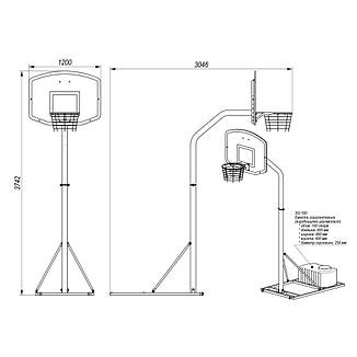 Мобільна стійка для стрітболу для баскетболу SL417, фото 3