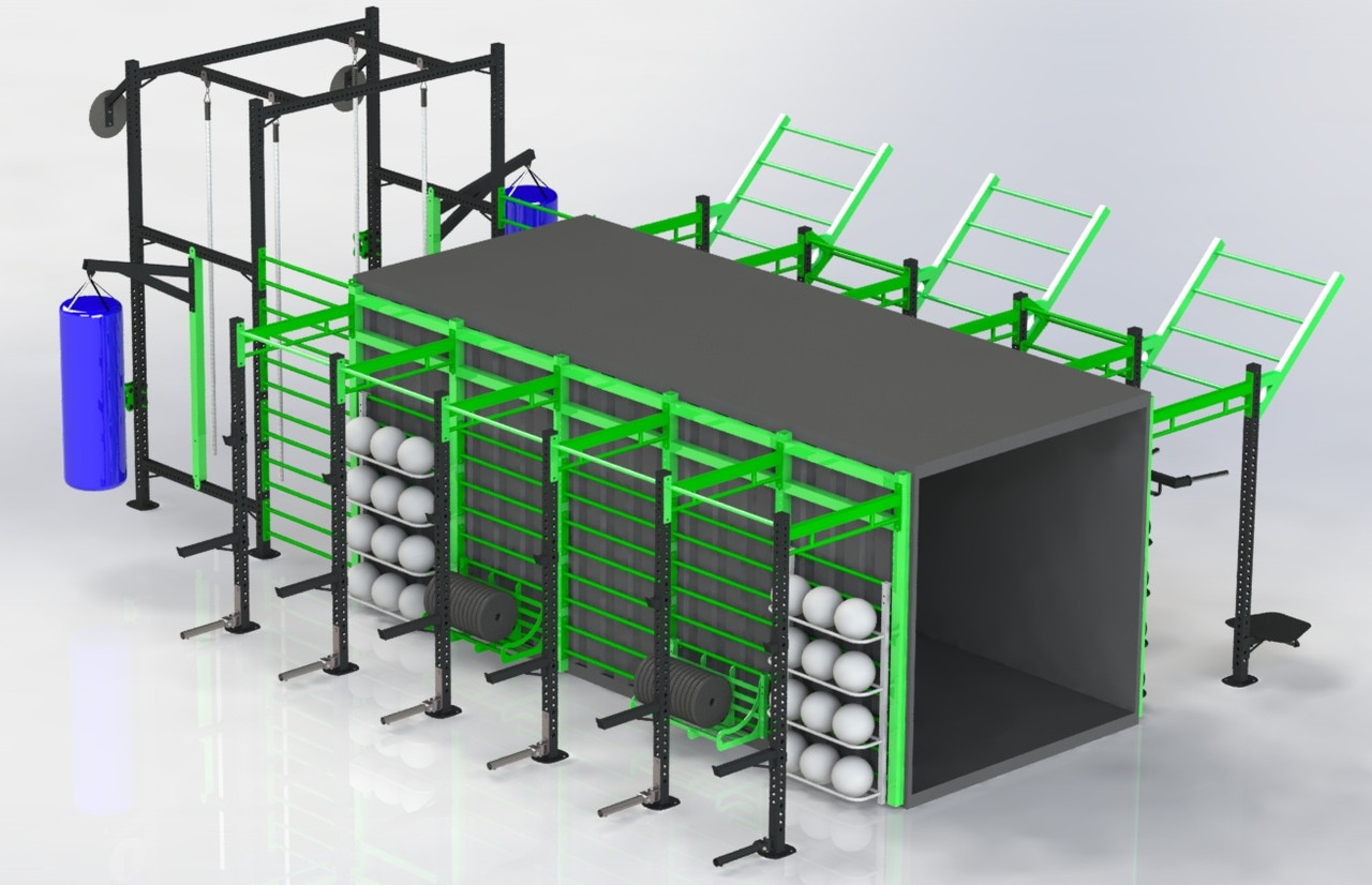 Вуличний мобільний спортивний комплекс Станція Crossfit у контейнері F110