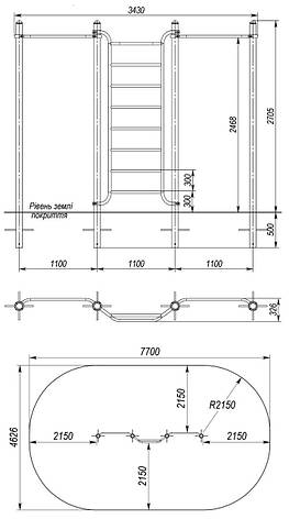 Вуличний турник-сходи шведська стінка спортивний комплекс S836.2, фото 3