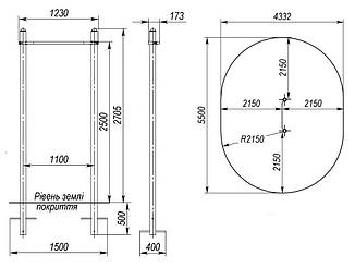 Вуличний турник одинарний довжина 1.2 м спортивний комплекс S832.1, фото 3