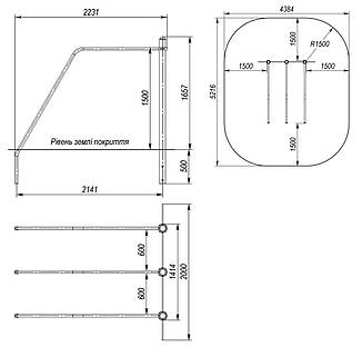 Вуличні бруси потрійні похилі спортивний комплекс S834.6, фото 2