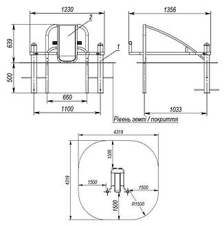 Вулична лавка для преса спортивний майданчик MF2.6, фото 2