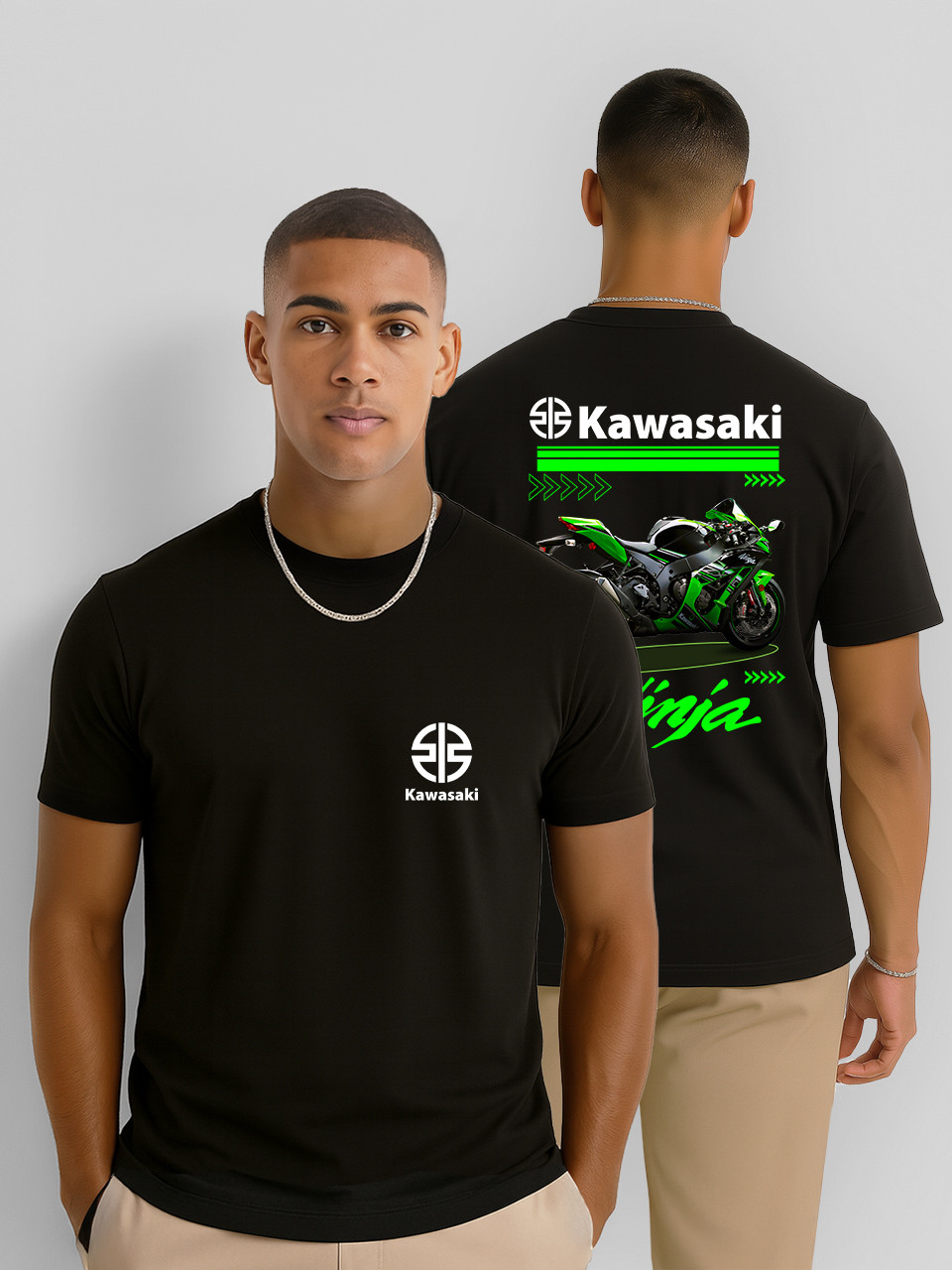 Футболка чоловіча Kaeasaki Ninja, футболка з принтом Мото
