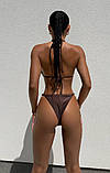 Коричневий роздільний купальник з камінчиками і блиском, фото 7
