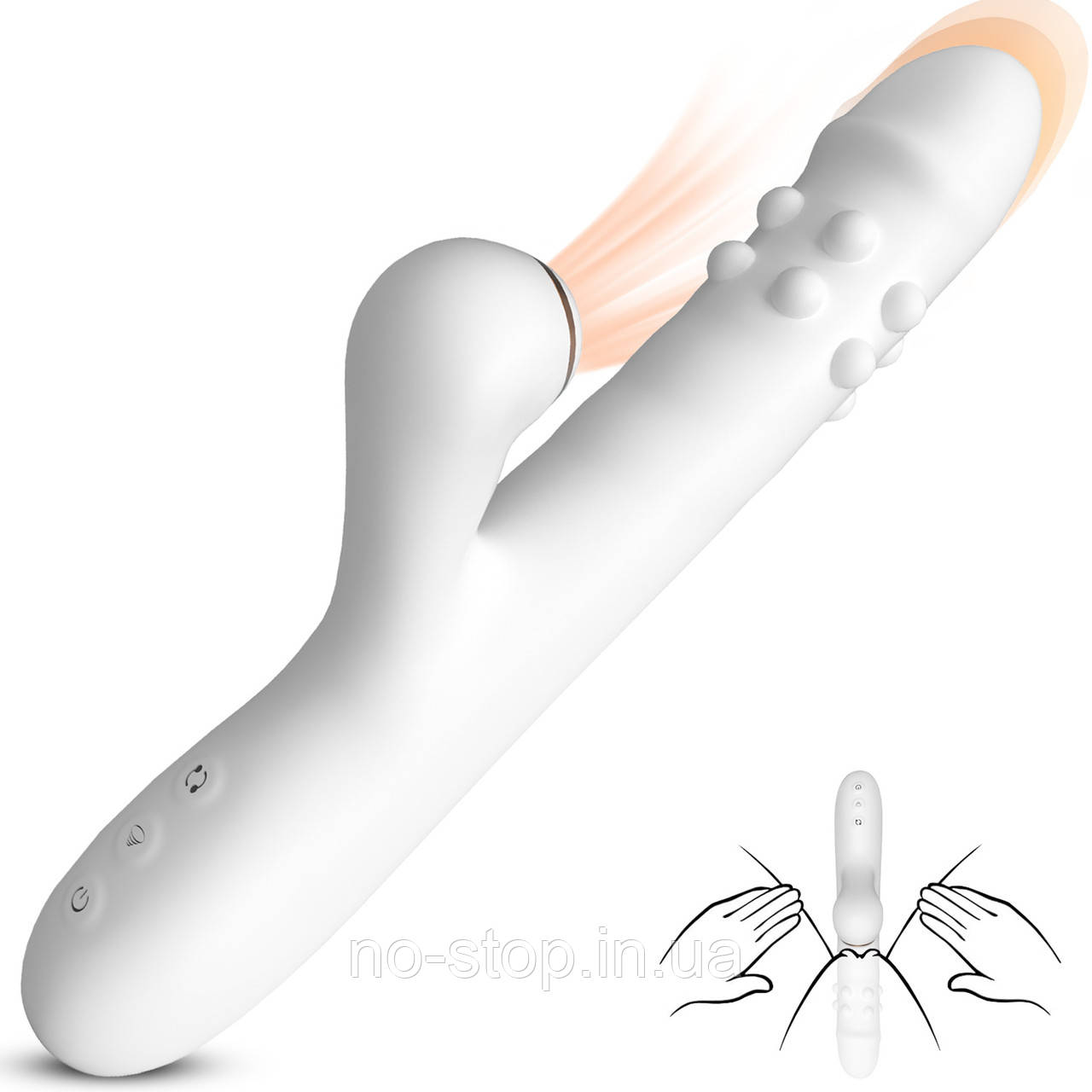 Вібратор для подвійної стимуляціїї Silicone Vibrator 3 rotating functions and 7 licking functions, фото 1