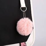 Рюкзак шкільний для дівчинки Kuromi з брелоком. Дитячий рюкзак-ранець, вбудований USB-порт Чорний з бузковим, фото 3